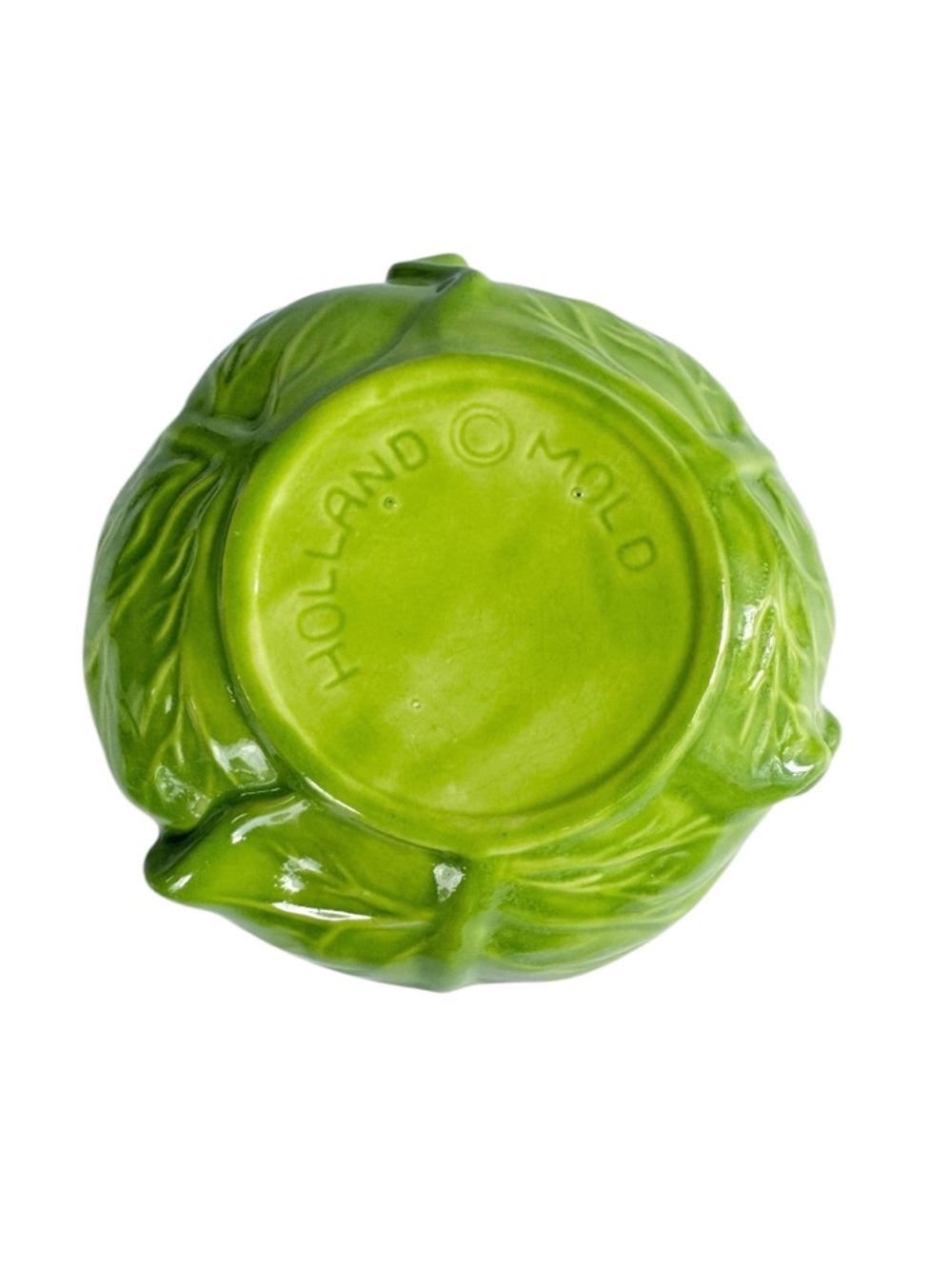 Vintage Holland Mold Green Cabbage/Lettuce Ceramic Lidded Bowl - Picture 7 of 8